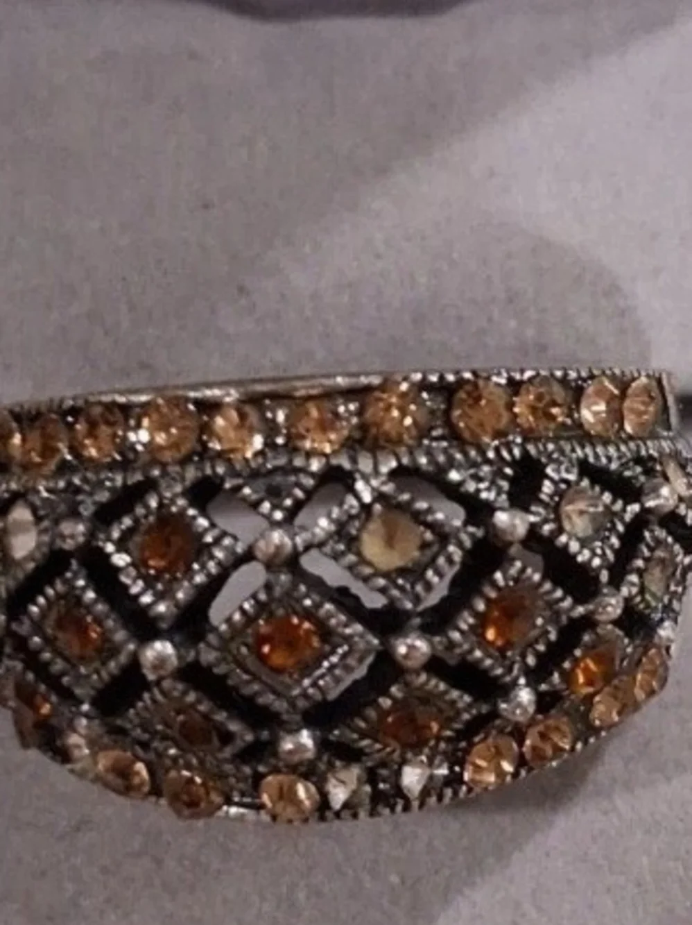 Amber Crystal Statement Ring in Antique Silver